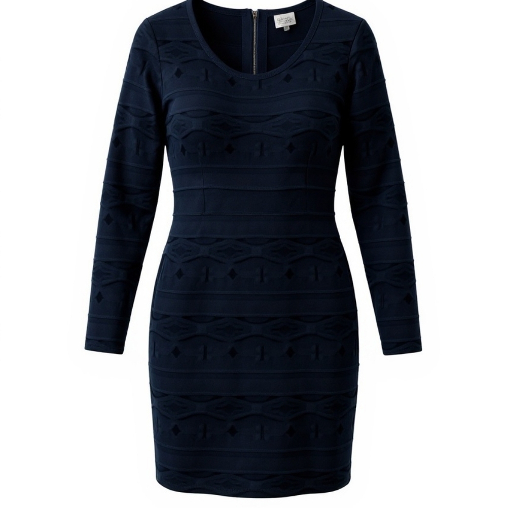 Parker Katrina Knit Bodycon Dress Navy Blue and Black Size Large NWT